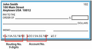 Routing and account numbers for eLoan Pay