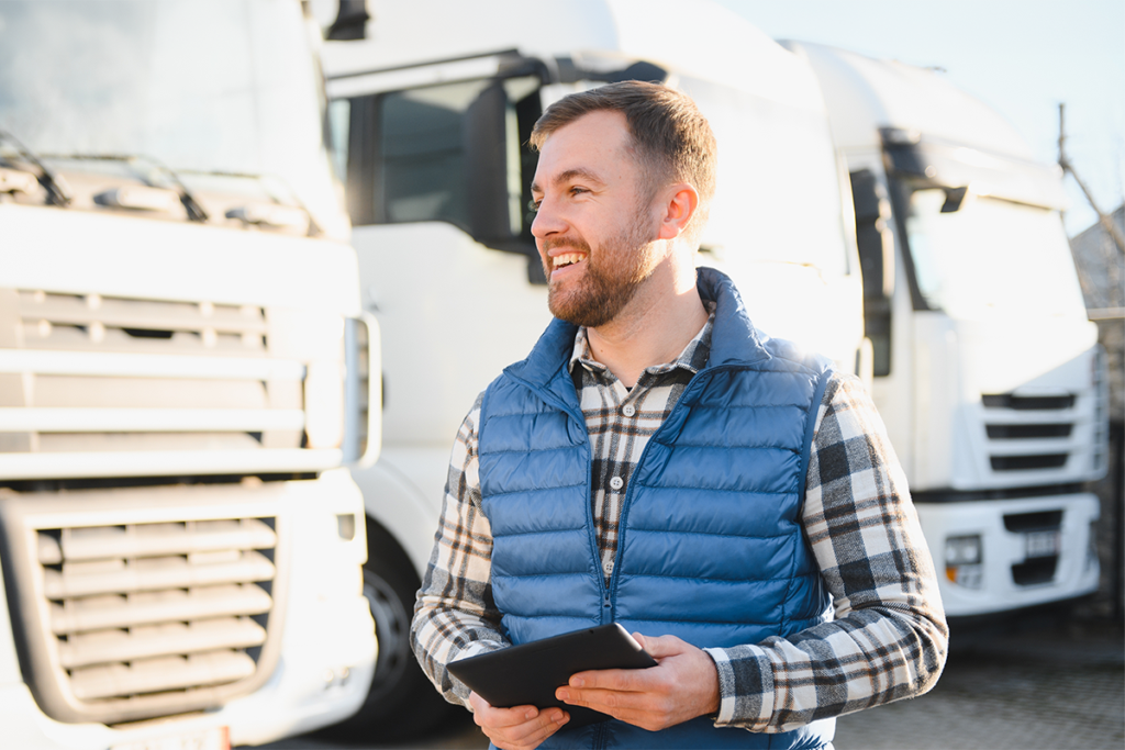 Business owner with trucks